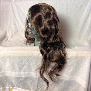 Women's Brown Long Wavy Brown Hair Wig Bangs Costume Halloween Sofia Vergara